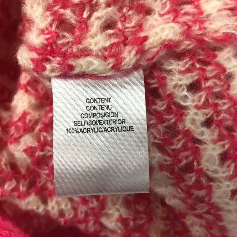 Nordstrom Rack WAYF Crew Neck Sweater Loose Knit Pink Tan Ribbed cuffs hem XS